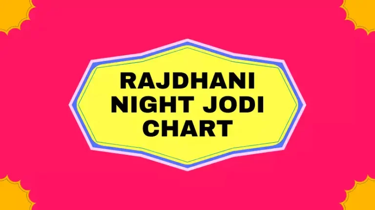 Rajdhani Night Jodi Chart