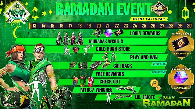 Free Fire Ramadan Event Calendar Free Fire Ramadan Event Calendar